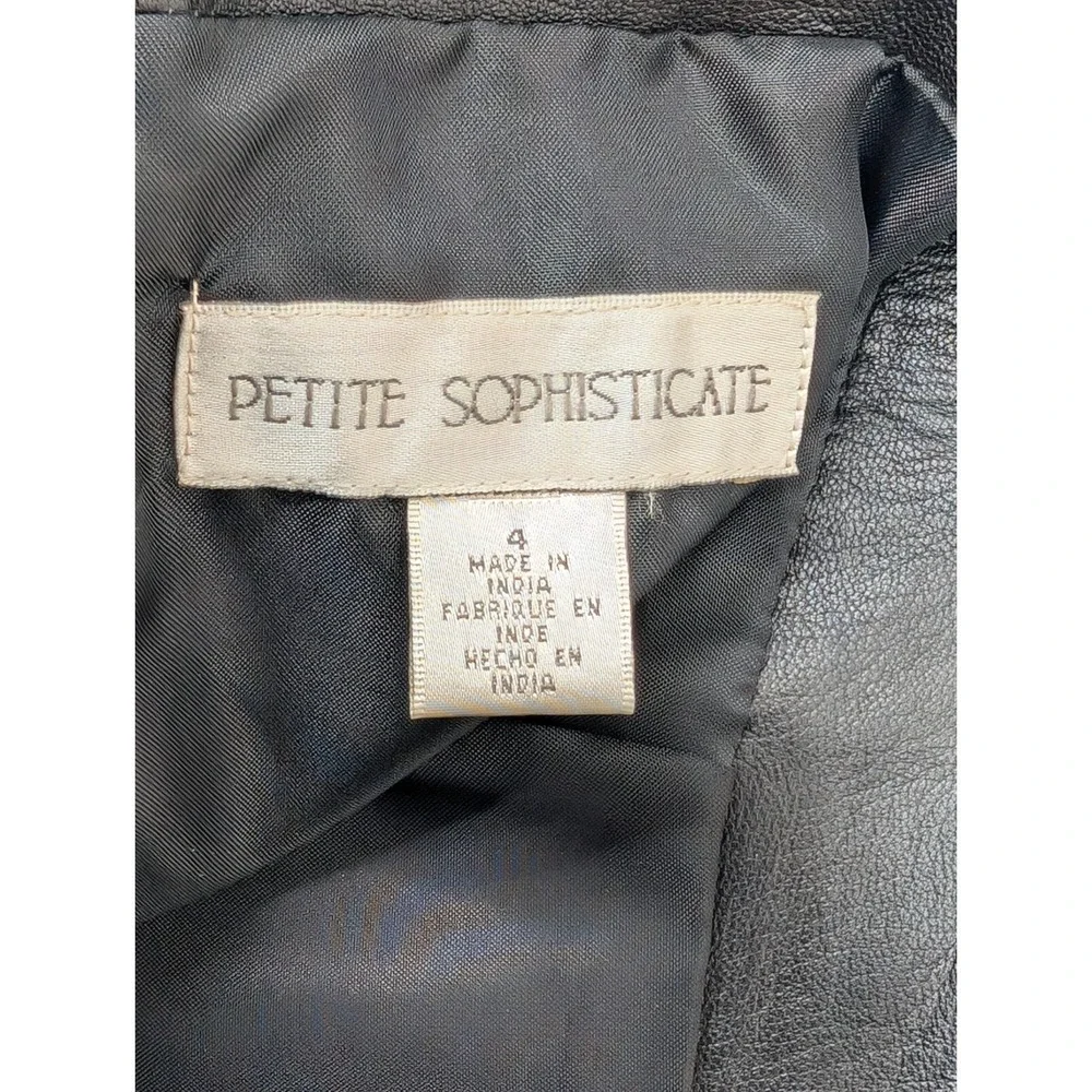 Petite Sophisticate Skirt Women Sz 4 Dark Brown Leather Zip Lined Goth Y2K Chic